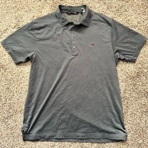 Travis‎ Mathew Argyle Short Sleeve Golf Polo Dark Gray Maroon Size Large